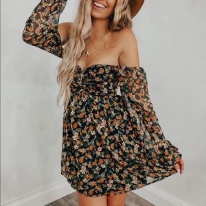 off the floral shoulder dress
